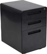 RRP £140 Boxed Flash Furniture Black 3 Drawer Filing Cabinet