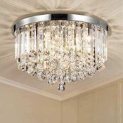 RRP £520 Boxed Chrome 8 Light Crystal Chandelier Drop Down Ceiling Light
