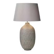 RRP £80 Boxed Ceramic Base Fabric Grey Table Lamp