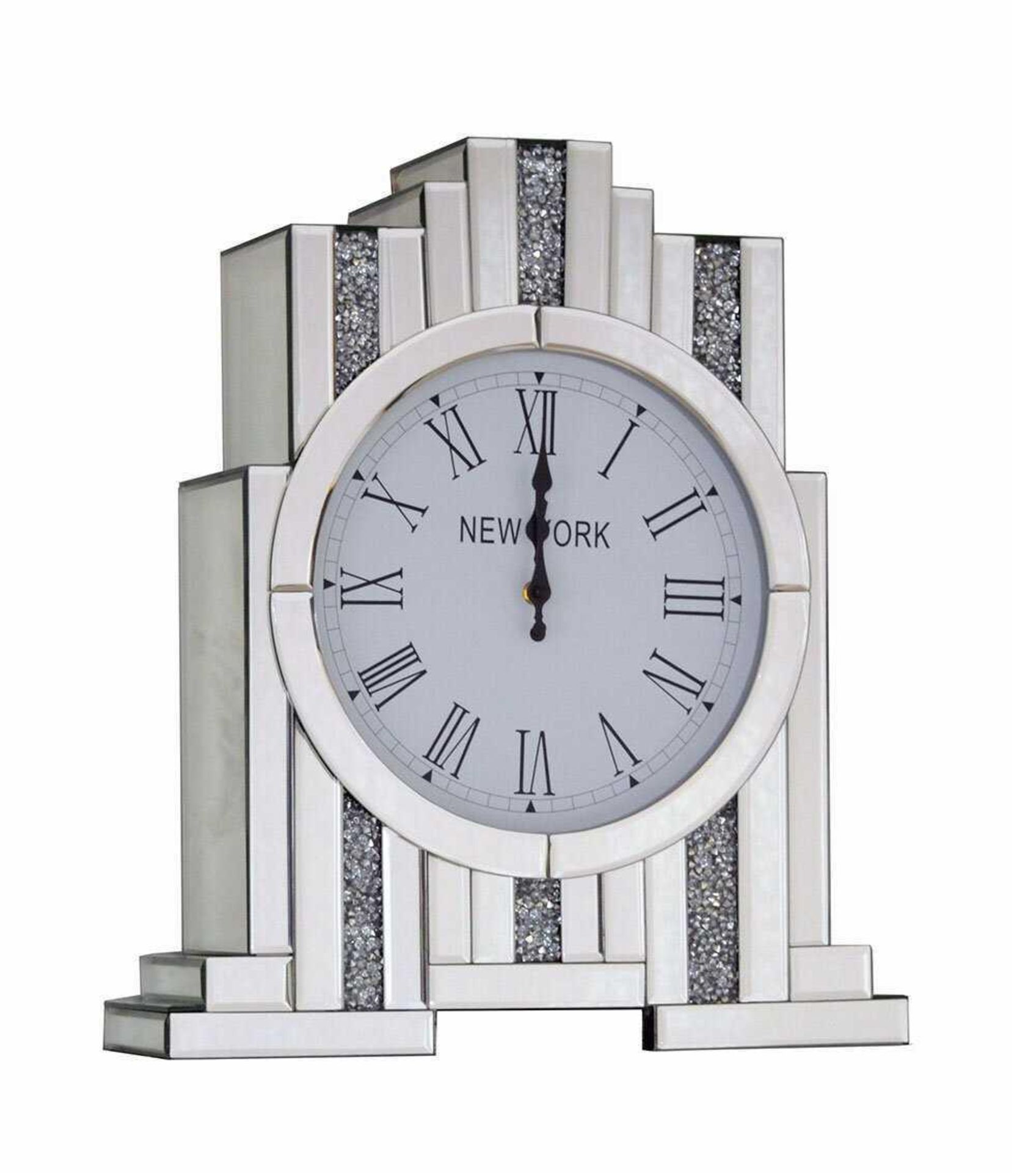 RRP £130 Boxed Diamante Crystal Mirror Mantle Wall Clock