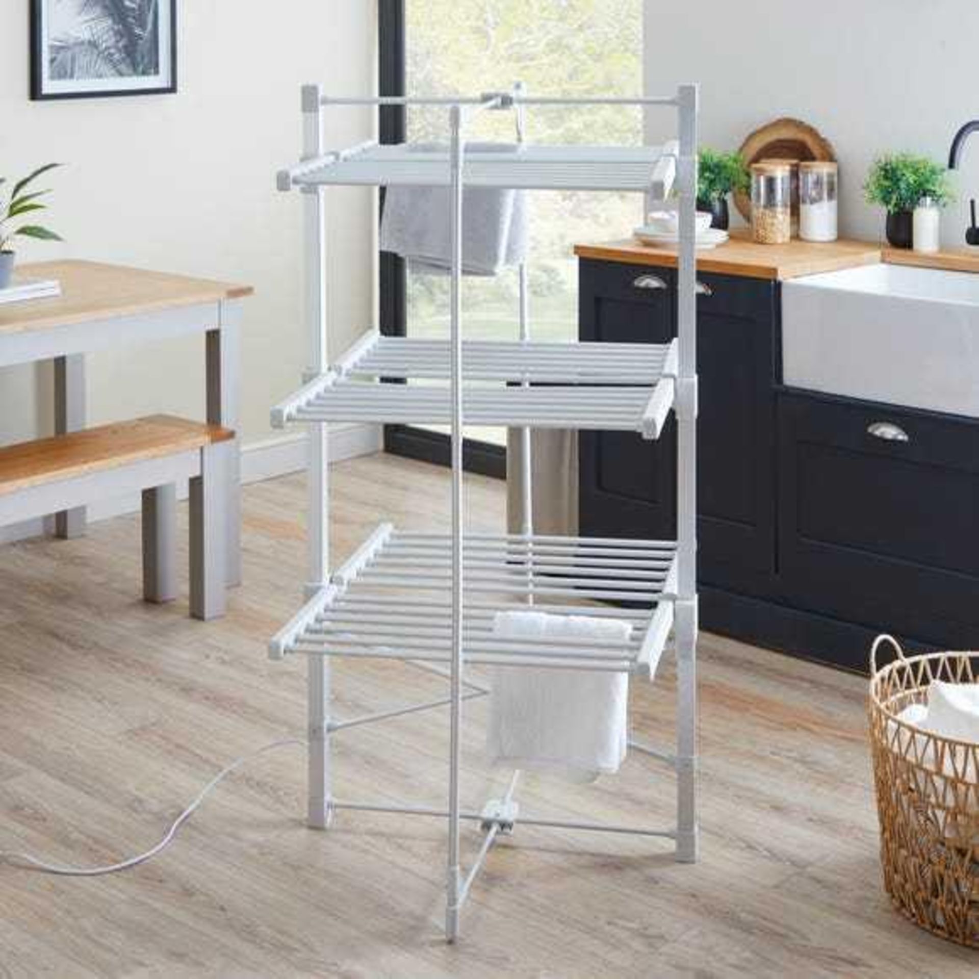 RRP £100 Lot To Contain X2 Items, Cottingham 50Cm Silent Wall Clock, Tower Airer Folding Drying Rack