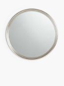 RRP £195 Boxed John Lewis Silver Ribbed Small Round Mirror-90Cm