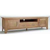 RRP £380 Boxed Hallowood Camberley Oak 2 Door 1 Drawer Tv Cabinet Unit With Light Oak Finish 183 Cen