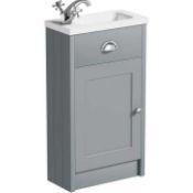 RRP £670 Boxed Slimline Compact 515Mm Free-Standing Cloakroom Vanity Unit In Grey