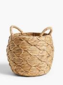 RRP £80 Lot To Contain X3 Items, Croft White Rattan Paper Bin, Pattern Weave Water Hyacinth Planter,