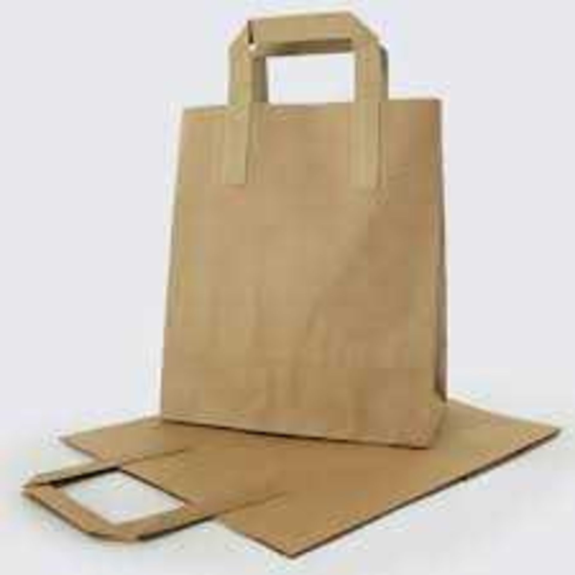 RRP £150 Box To Contain Large Amount Of Kraft Flat Handle Paper Bags