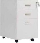 RRP £200 Boxed Soges 3-Drawer Mobile File Cabinet Lockable Filing Cabine