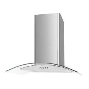 RRP £200 Boxed Culina Curved Metal And Glass Cooker Hood