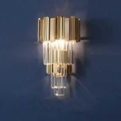 RRP £125 Boxed Messer 3 Light Dimmable Gold/Clear Ceiling Light Pendant