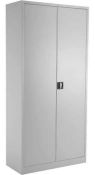 RRP £325 Unboxed Office Hippo Steel Double Door Cupboard With Shelves And Full Lock System(Sp)