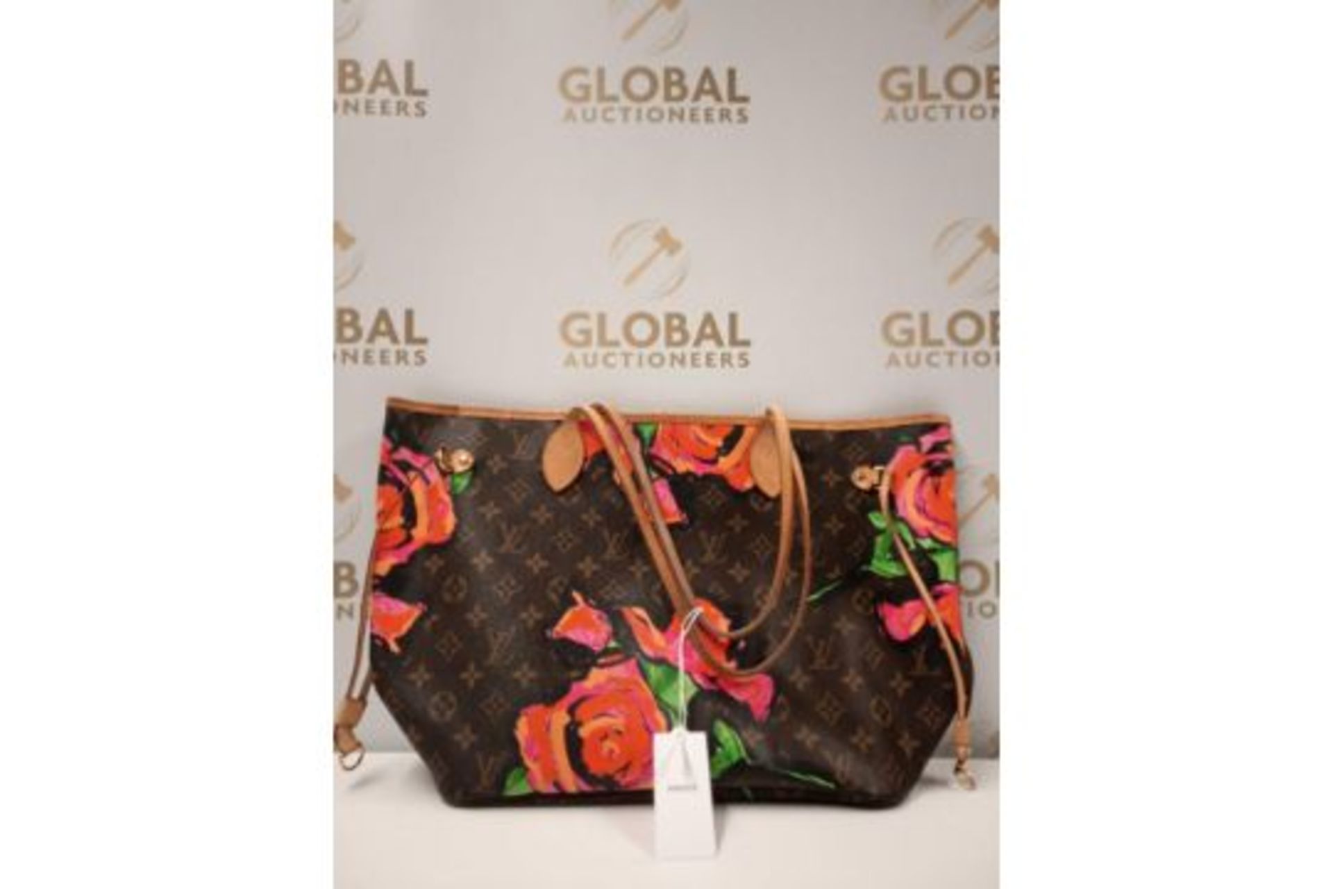 RRP £2700 Louis Vuitton Neverfull Roses Monogram Coated Canvas Brown Shoulder Bag AAN3223, Grade