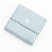 RRP £825.00 Lot To Contain 1 Chanel Calf Leather CC Button Bifold Compact Wallet In Light Blue -