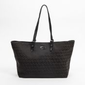 RRP £945.00 Lot To Contain 1 Fendi Canvas Roll Tote Shoulder Bag In Dark Brown/Black - 35-48*27*13cm