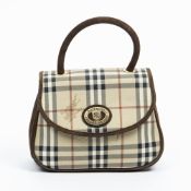 RRP £775.00 Lot To Contain 1 Burberry Coated Canvas Vintage Burberrys Top Handle Crossbody Flap