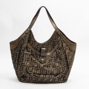 RRP £1,450.00 Lot To Contain 1 Fendi Canvas Large Surf Tote Shoulder Bag In Brown - 35*30*13cm - A -