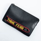 RRP £820.00 Lot To Contain 1 Fendi Calf Leather Think Fendi Clutch Handbag In Black - 23.5*14.5*