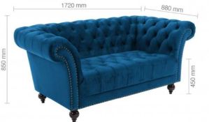 RRP £640 Boxed Birlea Midnight Blue Chester 2 Seater Velvet Sofa