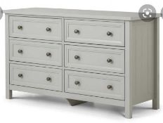 RRP £400 Boxed Julian Bowen Maine Wide Chest Of 6 Dove Grey Drawers