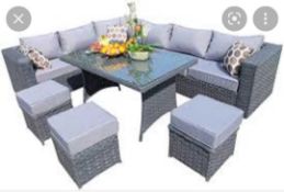 RRP £750 Boxed Yakoe 50020 Papaver Conservatory Modular 9 Seater Rattan Corner Garden Sofa Furniture