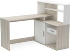 RRP £200 Boxed Furniture In Fashion Shannon Oak Pearl White 1 Door 1 Drawer Corner Desk