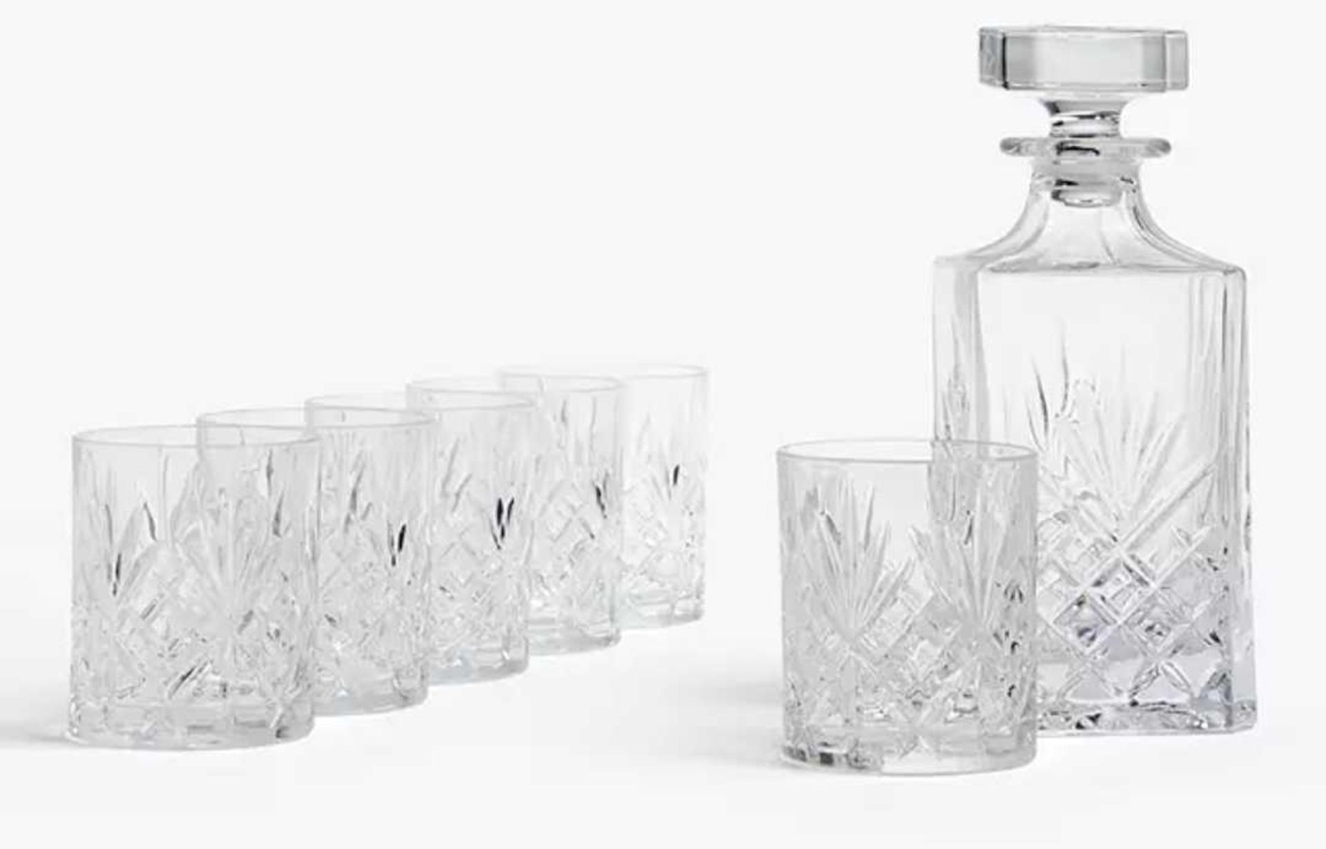 RRP £70 Boxed John Lewis Sirius Crystal Glass 7 Piece Decanter Set