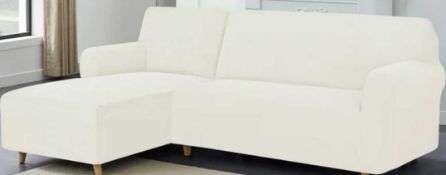 RRP £100 Bagged Textured Grid Stretchy L Shaped Couch Cover