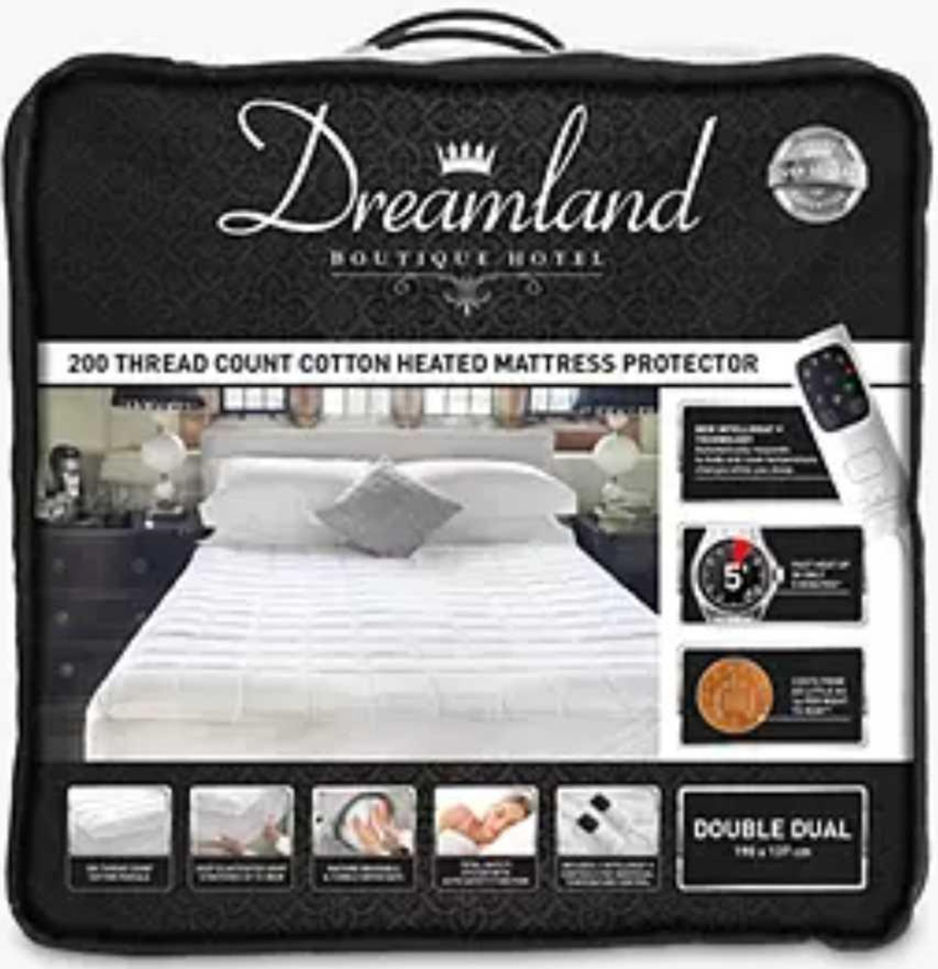 RRP £125 Bagged Dreamland 200 Thread Count Cotton Heated Mattress Protector