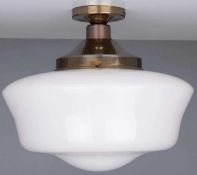 RRP £125 Lot To Contain 2 Boxed Items To Include School House Ceiling Light And A Brass Indoor Candl