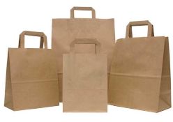 RRP £100 Kraft Flat Handle Brown Paper Bags
