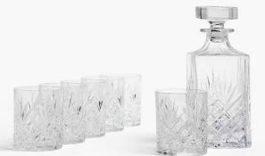 RRP £80 Boxed John Lewis Sirius Crystal Glass 7 Piece Decanter Set