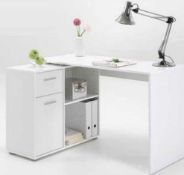 RRP £210 Boxed Furniture In Fashion Perle Shannon Oak Pearl White Single Unit Desk