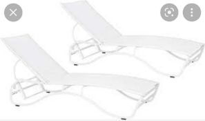 RRP £240 Boxed Duramax Set Of 2 White Corsica Sun Loungers
