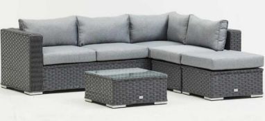 RRP £1500 Boxed Brand New Amc Veda Grey Universal Rattan Corner Sofa Set