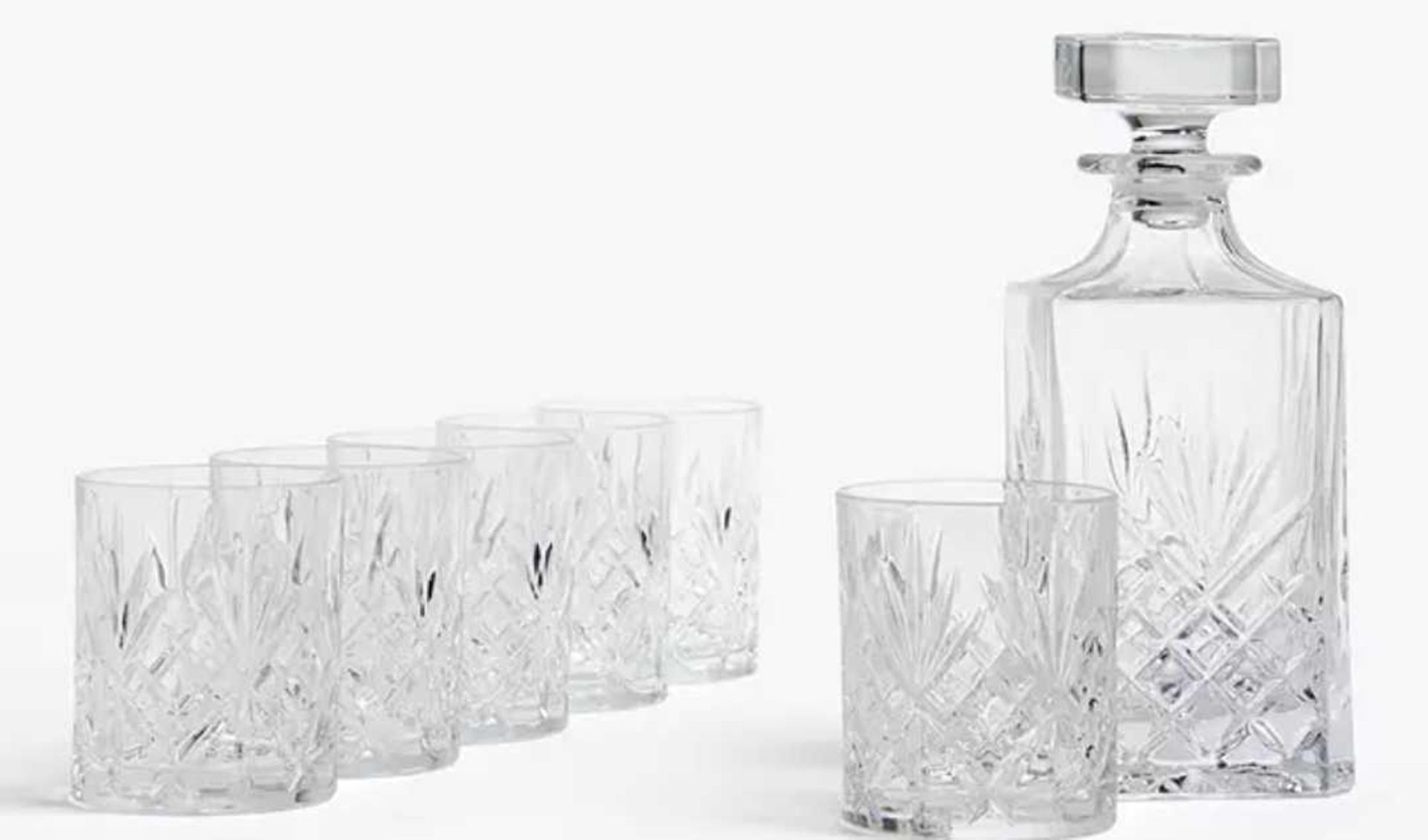 RRP £80 Boxed John Lewis Sirius Crystal Glass 7 Piece Decanter Set - Image 2 of 4