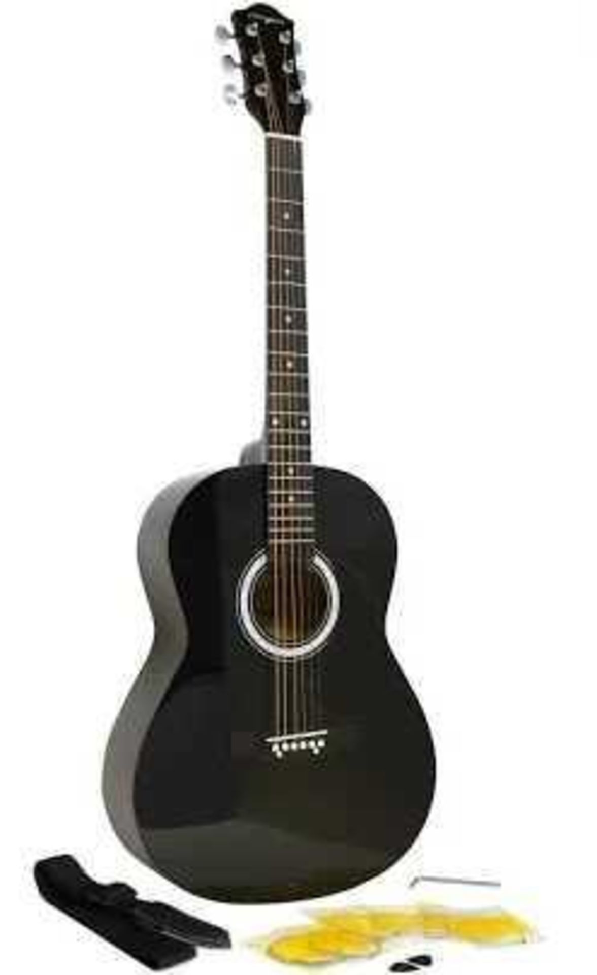 RRP £110 Lot To Contain 2 Boxed Martin Smith Full Size Black Acoustic Guitars