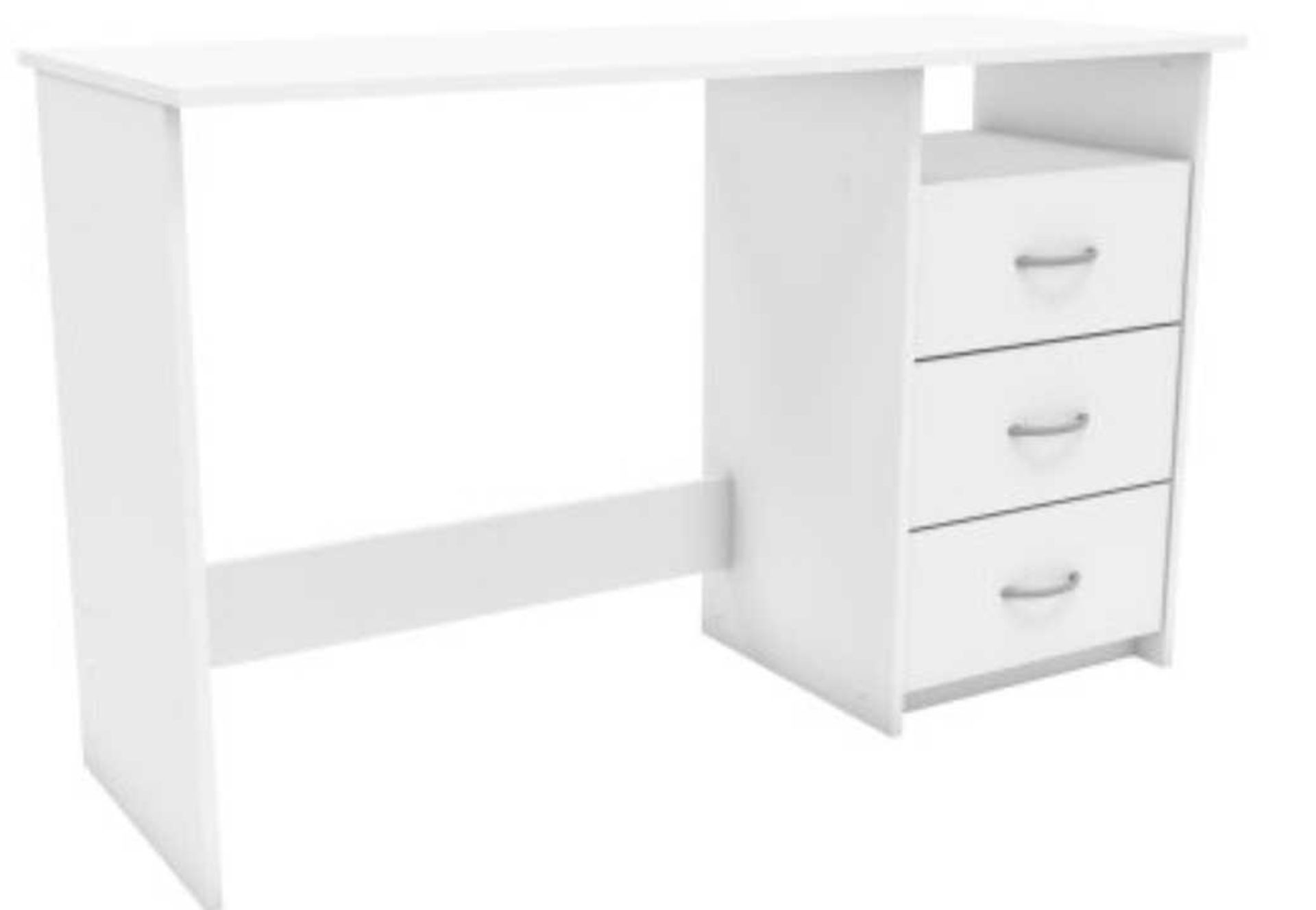 RRP £200 Boxed Furniture In Fashion Brushed Oak White Pearl 1 Nook 3 Drawer Desk - Image 2 of 4