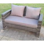 RRP £660 Rattan Two Seat Sofa With Cushions