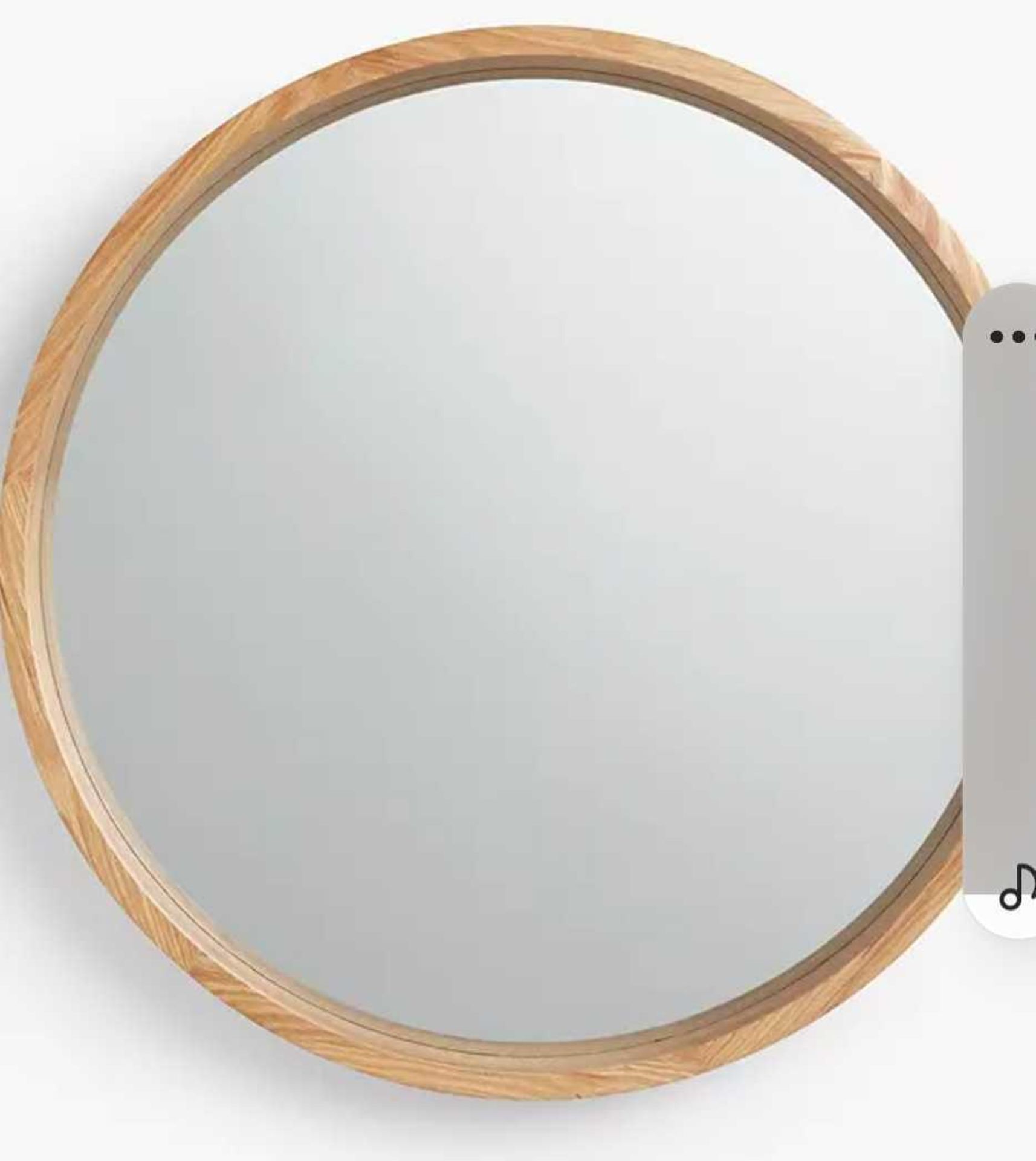 RRP £200 Boxed John Lewis Scandi Red Oak Round Mirror - Image 2 of 4