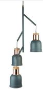 RRP £140 Lot To Contain 2 Boxed Barham 3 Light Grey And Copper Pendants