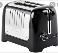 RRP £140 Lot To Contain X2 Items, Delonghi White 1.7L Kettle, Dualit Black And Silver 2 Slice Toaste