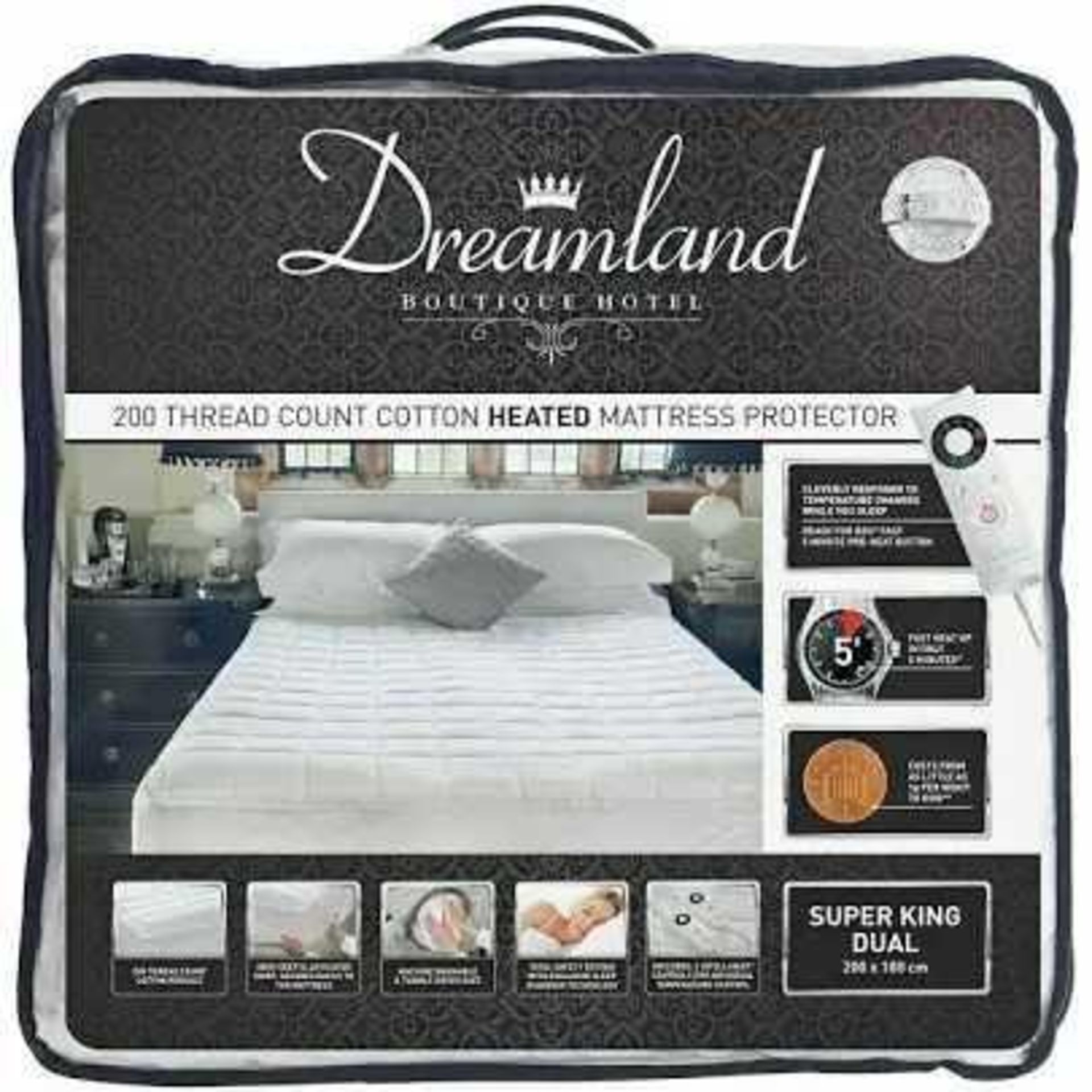 RRP £80 Bagged Dreamland Cotton Heated Mattress - Image 2 of 4
