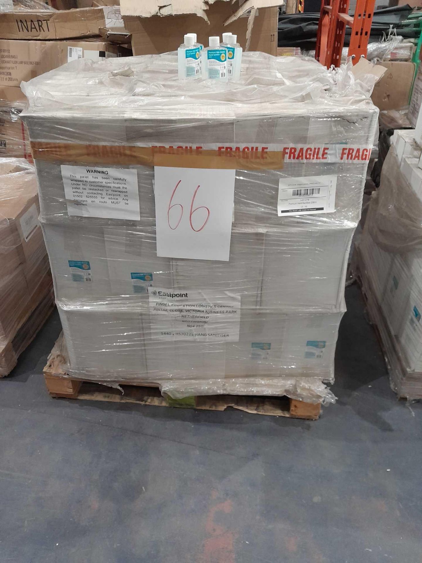 RRP £10,000 Pallet To Contain 60 Boxes Of Hand Sanitisers. ( 24 Bottles Per Box )(Pictures Are For I