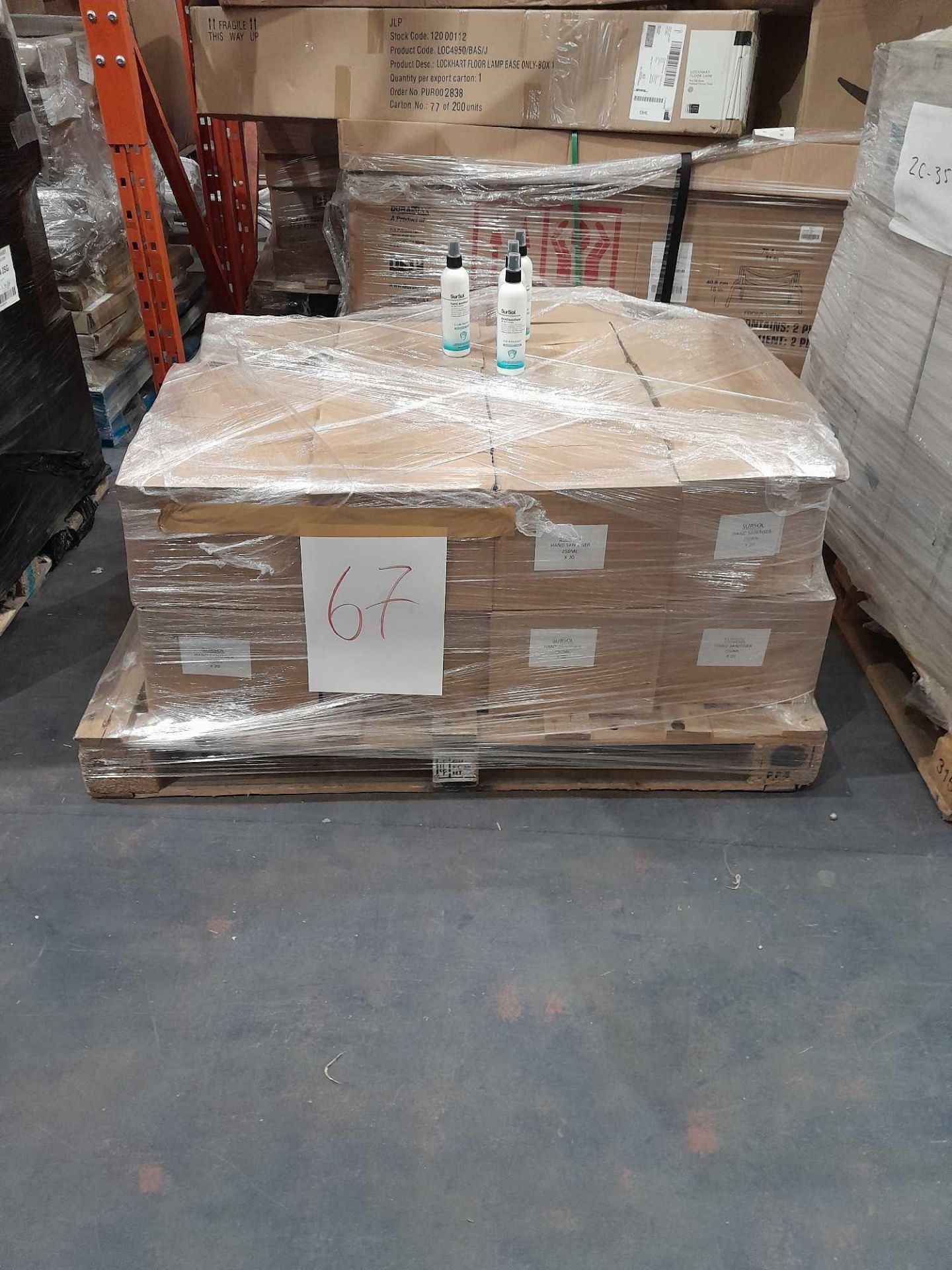 RRP £2,600 Pallet To Contain 26 Boxes Of Hand Sanitisers. (20 Bottles Per Box)(Pictures Are For Illu