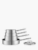 RRP £70 Boxed John Lewis 4 Piece Stainless Steel Pan Set