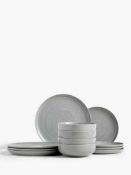 RRP £110 Lot To Contain X2 Items, John Lewis Craft 12 Piece Stoneware Dinner Set, Arlo Pencil Pleat
