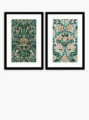 RRP £100 Boxed Chariklia Zarris - 'Verdant Tapestry' Framed Print & Mount, Set Of 2, 63.5 X 43Cm, Gr