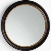 RRP £200 Boxed John Lewis Georgian Large Round Wood Mirror, 100Cm, Black/Gold