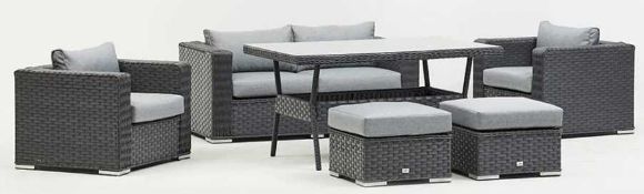 RRP £2500 Boxed Brand New Asana Grey Grey Rattan Sofa Dining Set