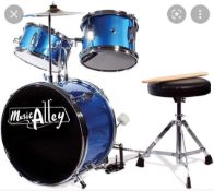 RRP £100 Boxed Music Alley 3 Piece Junior Drum Kit