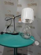 RRP £95 Lot To Contain X2 Items, Searchlight Table Lamp Glass Base, Black And Gold Table Lamp
